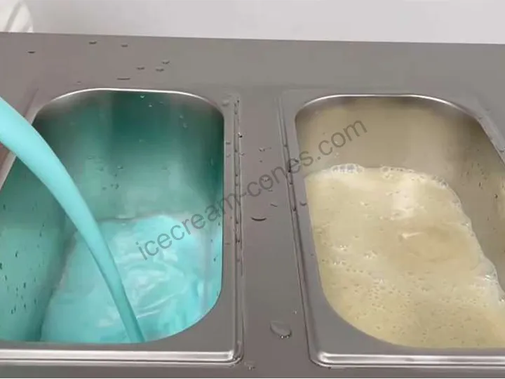Pour the prepared mixture into the ice cream maker